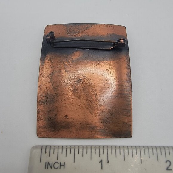 Vintage Copper Maple Leaf Pin Brooch 3D Raised Leaf on‎ Square Back - Picture 4 of 5